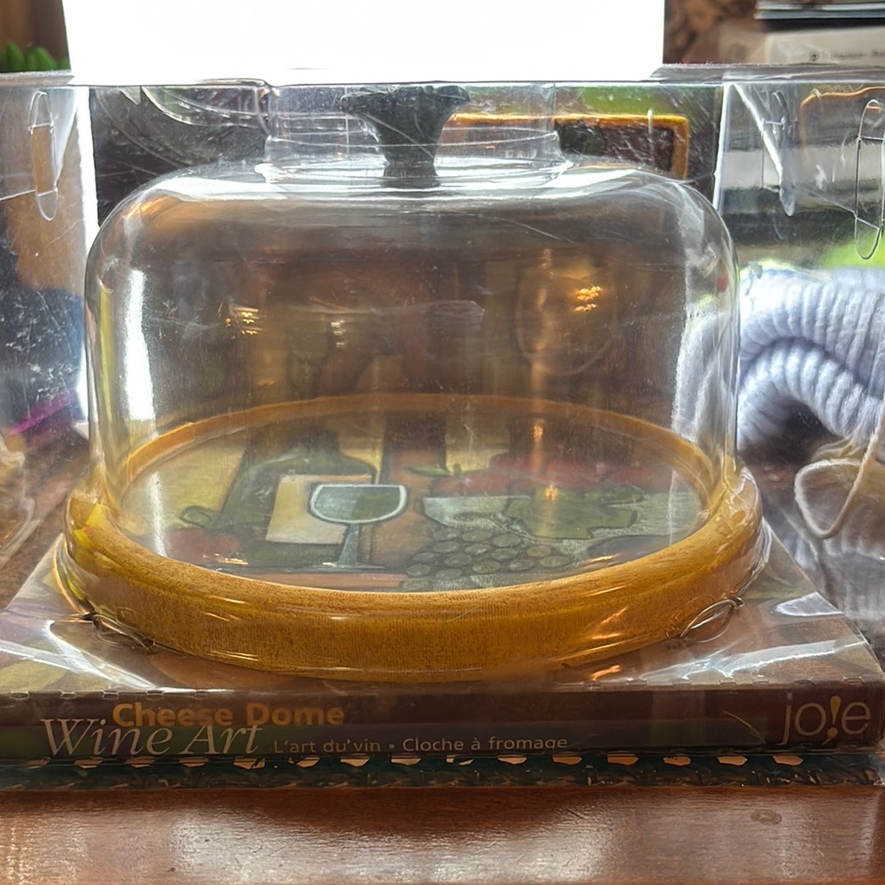 Joie Wine Art Cheese Dome with Gold Base
